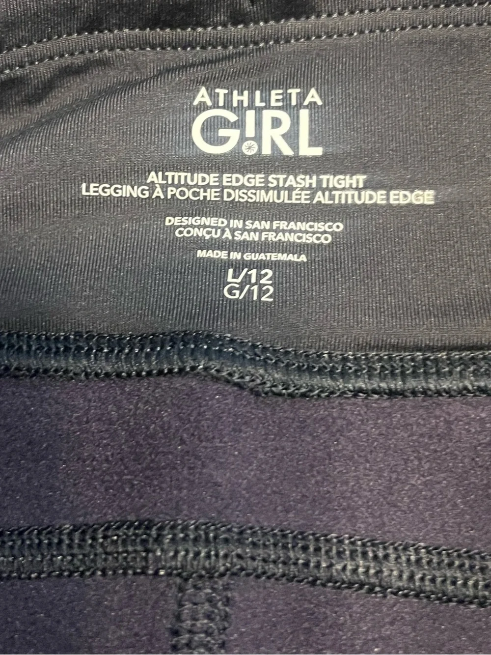 NEW Athleta Girl Altitude Edge Stash Tight (Fleece Lined) in Black